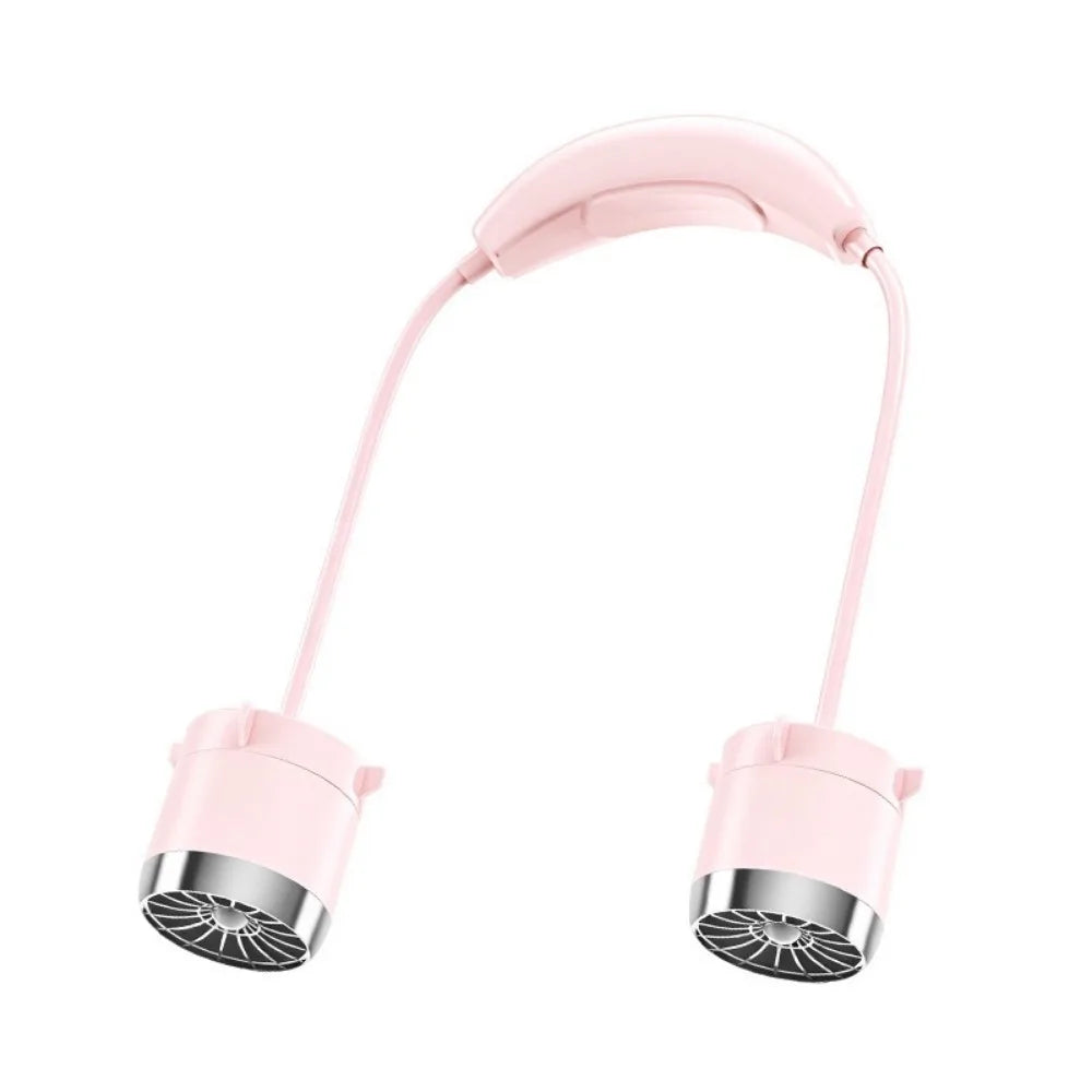 Low Noise Hanging Neck Fan USB Rechargeable 360° Bendable Neck Electric Fan Foldable Hands-Free Around Neck Cooler