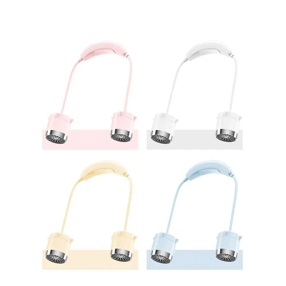 Low Noise Hanging Neck Fan USB Rechargeable 360° Bendable Neck Electric Fan Foldable Hands-Free Around Neck Cooler