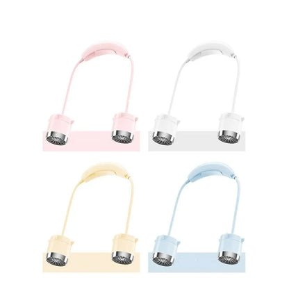 Low Noise Hanging Neck Fan USB Rechargeable 360° Bendable Neck Electric Fan Foldable Hands-Free Around Neck Cooler