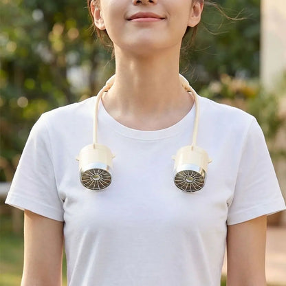 Low Noise Hanging Neck Fan USB Rechargeable 360° Bendable Neck Electric Fan Foldable Hands-Free Around Neck Cooler