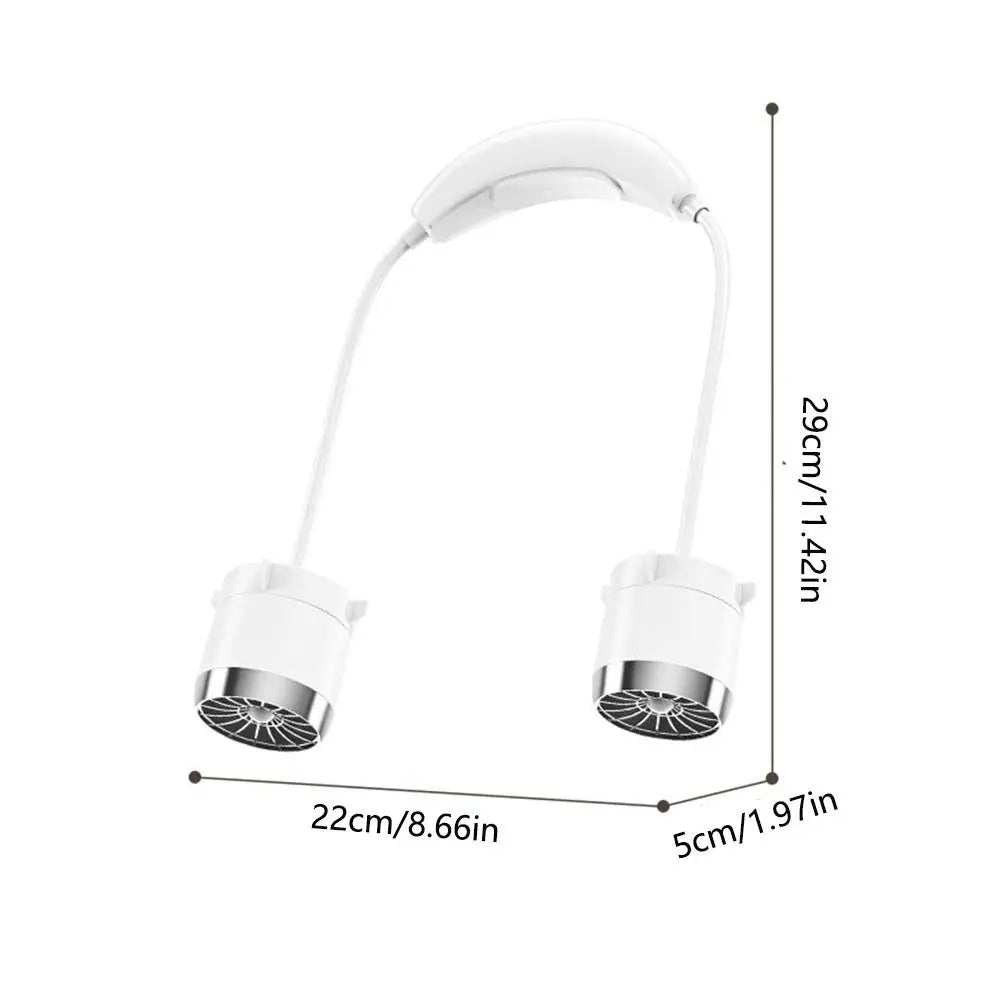 Low Noise Hanging Neck Fan USB Rechargeable 360° Bendable Neck Electric Fan Foldable Hands-Free Around Neck Cooler