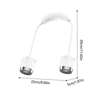 Low Noise Hanging Neck Fan USB Rechargeable 360° Bendable Neck Electric Fan Foldable Hands-Free Around Neck Cooler