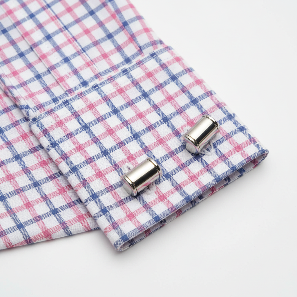 Hawes & Curtis St James Slim Fit Shirt — double cuff with silver barrel cufflinks