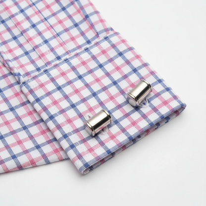 Hawes & Curtis St James Slim Fit Shirt — double cuff with silver barrel cufflinks