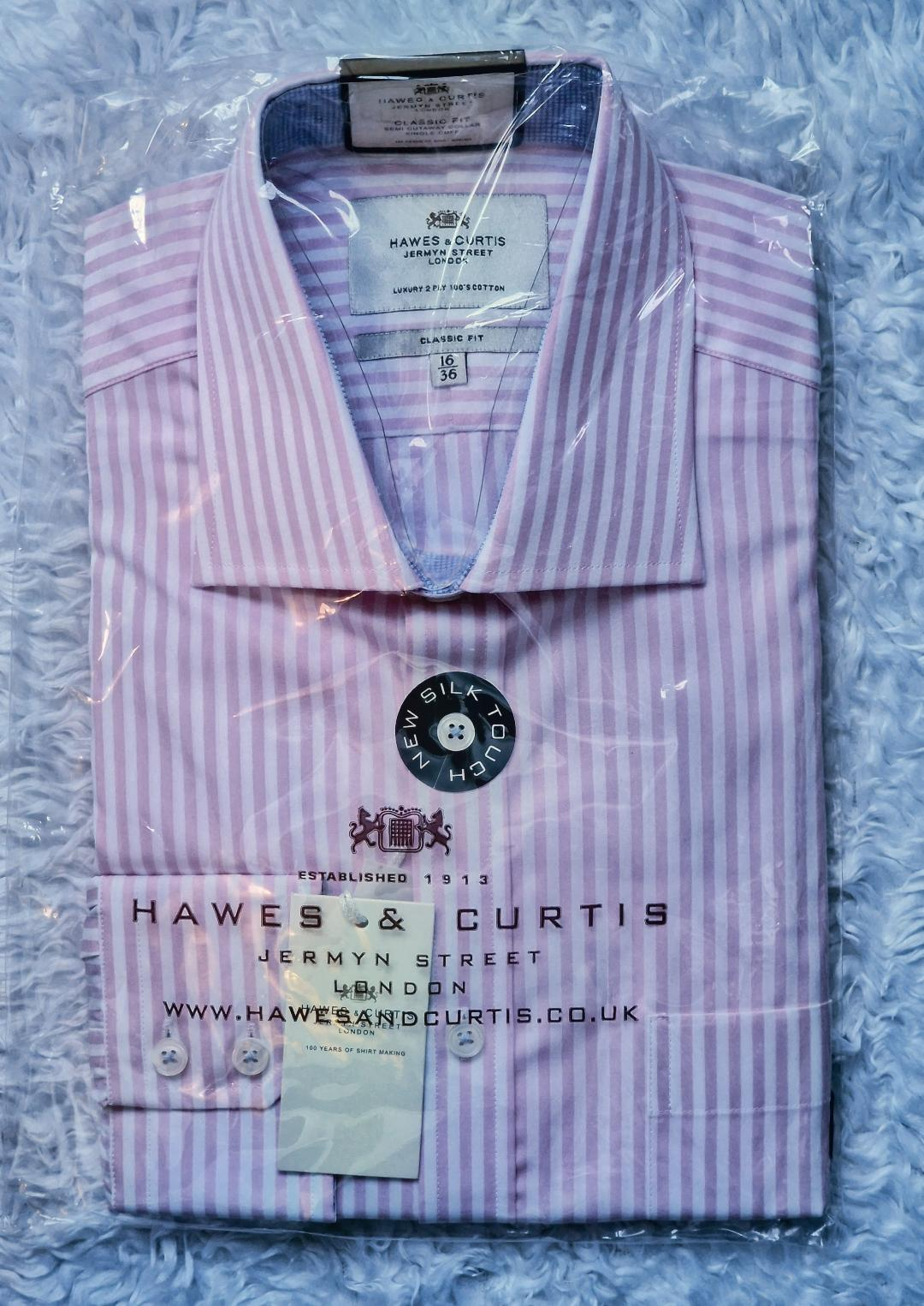 Hawes & Curtis Classic Fit Shirt — Pink & White Stripe